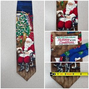 Vintage Hallmark Holiday Traditions Mens‎ Christmas Neck Tie Silk Santa Made USA